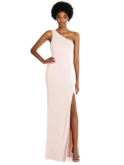 Thread Bridesmaid One-shoulder Chiffon Trumpet Gown In Pink