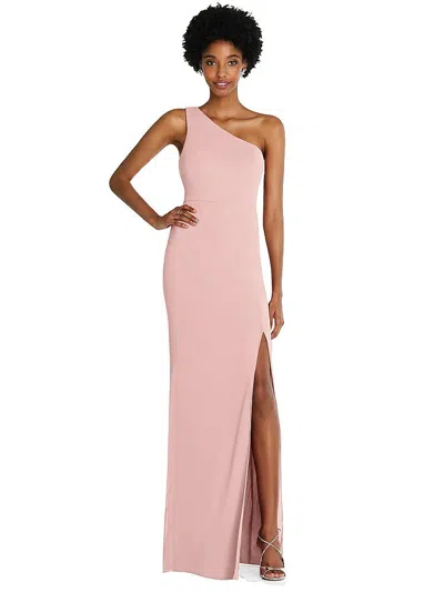 Thread Bridesmaid One-shoulder Chiffon Trumpet Gown In Pink