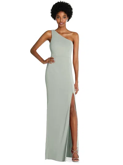 Thread Bridesmaid One-shoulder Chiffon Trumpet Gown In Green