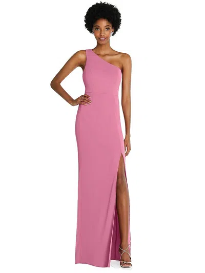 Thread Bridesmaid One-shoulder Chiffon Trumpet Gown In Pink
