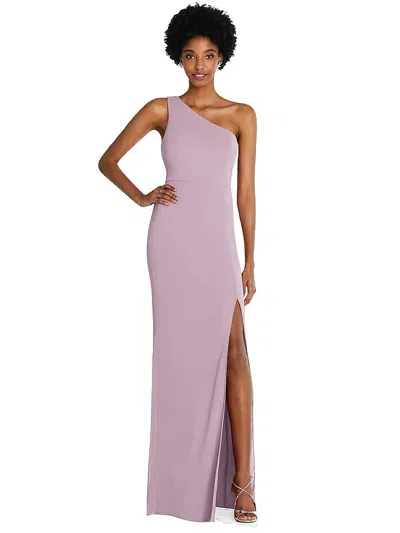 Thread Bridesmaid One-shoulder Chiffon Trumpet Gown In Pink