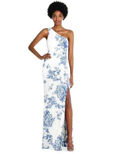 Thread Bridesmaid One-shoulder Chiffon Trumpet Gown In White