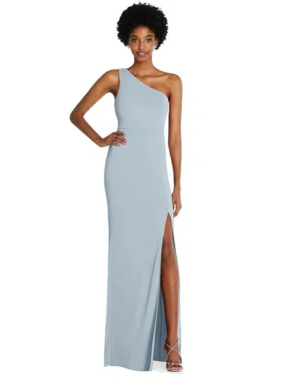 Thread Bridesmaid One-shoulder Chiffon Trumpet Gown In Gray
