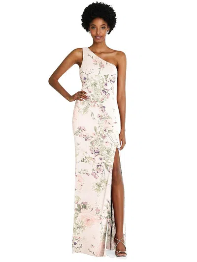 Thread Bridesmaid One-shoulder Chiffon Trumpet Gown In White