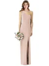 Thread Bridesmaid One-shoulder Crepe Trumpet Gown With Front Slit