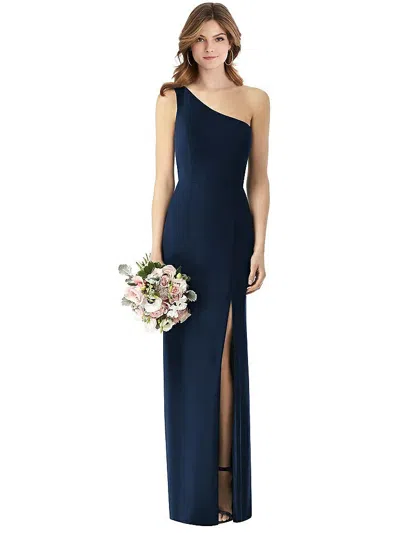 Thread Bridesmaid One-shoulder Crepe Trumpet Gown With Front Slit