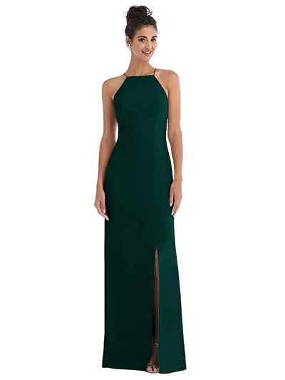 Thread Bridesmaid Open-back High-neck Halter Trumpet Gown In Green