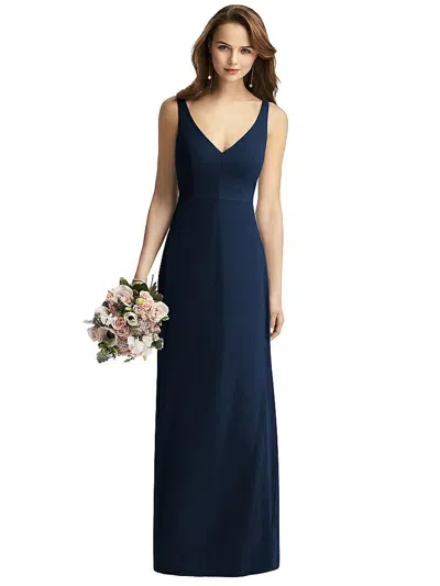 Thread Bridesmaid Sleeveless V-back Long Trumpet Gown In Blue