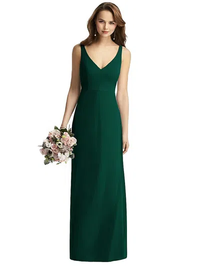 Thread Bridesmaid Sleeveless V-back Long Trumpet Gown In Green