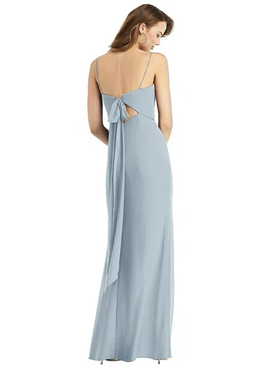 Thread Bridesmaid Tie-back Cutout Trumpet Gown With Front Slit In Blue