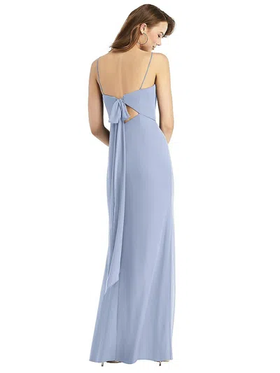 Thread Bridesmaid Tie-back Cutout Trumpet Gown With Front Slit In Blue