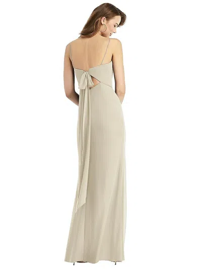 Thread Bridesmaid Tie-back Cutout Trumpet Gown With Front Slit In Multi