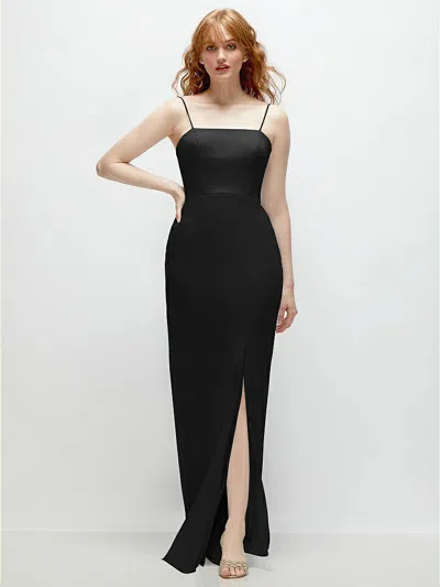 Thread Bridesmaid Tie-back Cutout Trumpet Gown With Front Slit In Black