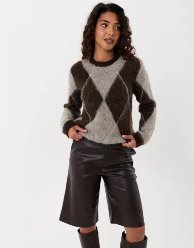 Threadbare Faux Leather Pleated Shorts In Chocolate Brown