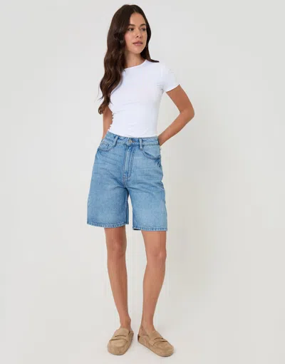 Threadbare Mid Wash Denim Bermuda Shorts In Blue