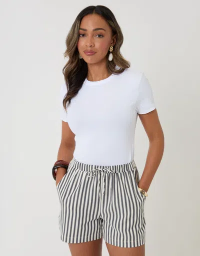 Threadbare Navy Stripe Drawstring Shorts With Pockets In Blue