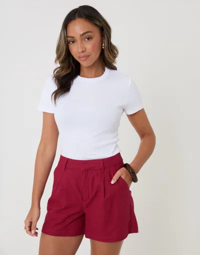 Threadbare Red Linen Blend Tailored Shorts