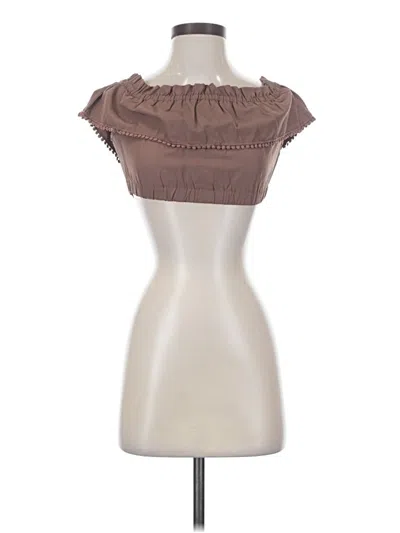 Pre-owned Threadbare Short Sleeve Top Brown Strapless Neckline Tops