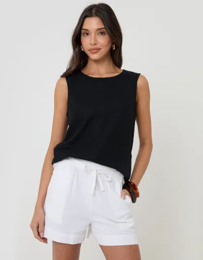 Threadbare White Linen Blend Tie Waist Shorts