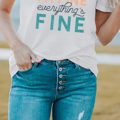 Threaded Pear Everything Is Fine Graphic Distressed T Shirt In White