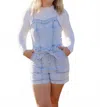 Threaded Pear Hunter Denim Romper In Light Wash Denim In Multi