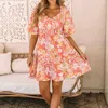THREADED PEAR LOUISE WIDE FLUTTER SLEEVE FLORAL DRESS