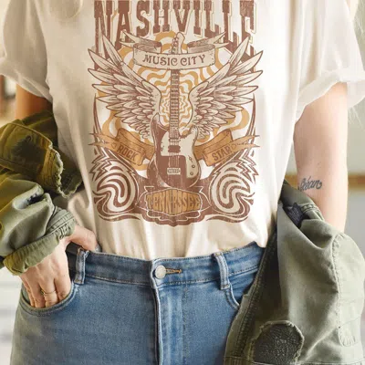 Threaded Pear Nashville Music City Graphic Tee In Orange