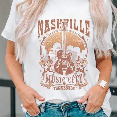 Threaded Pear Nashville Music City Graphic Tee In White