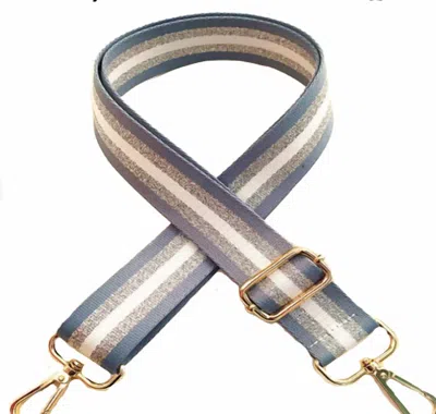 Threaded Pear Striped Detachable Adjustable Crossbody Purse Bag Strap In Blue/silver Stripe In Gray