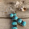 THREADED PEAR TURQUOISE STACKED DANGLE EARRINGS