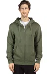 Threadfast Apparel Fleece Full-zip Hooded Sweatshirt In Green