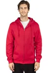 Threadfast Apparel Fleece Full-zip Hooded Sweatshirt In Red