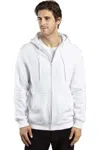 Threadfast Apparel Fleece Full-zip Hooded Sweatshirt In White