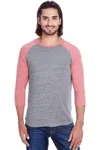 Threadfast Apparel Triblend Three-quarter Sleeve Raglan T-shirt In Multi