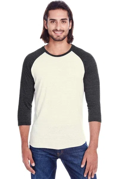 Threadfast Apparel Triblend Three-quarter Sleeve Raglan T-shirt In White