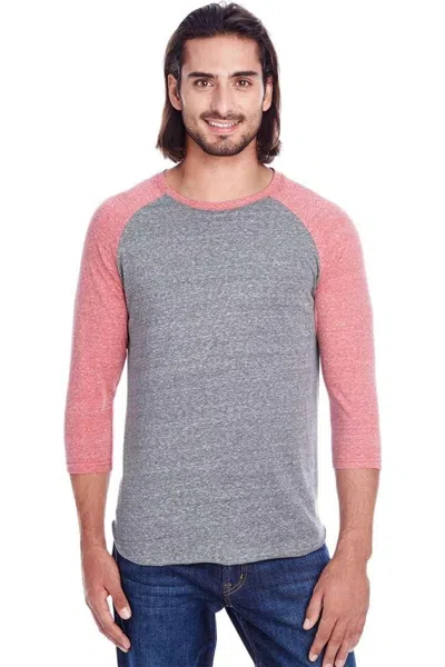 Threadfast Apparel Triblend Three-quarter Sleeve Raglan T-shirt In Grey