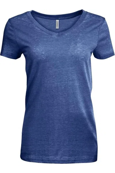 Threadfast Apparel Women's Vintage Dye V-neck T-shirt In Blue