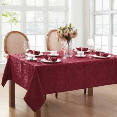 Threadmade Caiden Elegance Damask Tablecloth In Burgundy