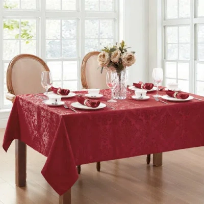 Threadmade Caiden Elegance Damask Tablecloth In Red