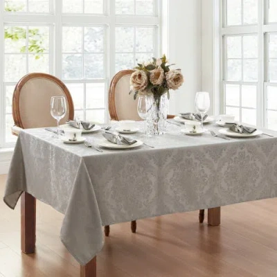 Threadmade Caiden Elegance Damask Tablecloth In Silver