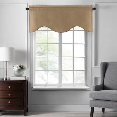 Threadmade Colette Faux Silk Scalloped Window Valance In Gold