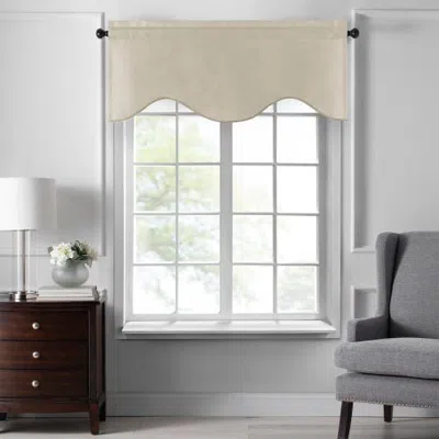 Threadmade Colette Faux Silk Scalloped Window Valance In Neutral