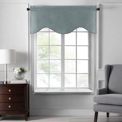 Threadmade Colette Faux Silk Scalloped Window Valance In Gray