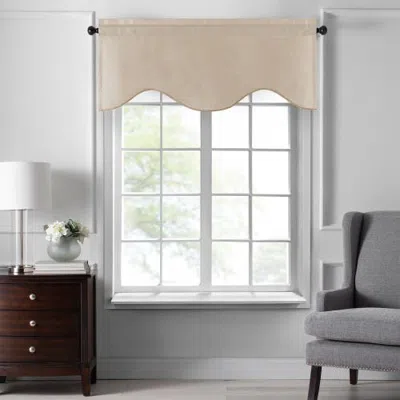 Threadmade Colette Faux Silk Scalloped Window Valance In Neutral