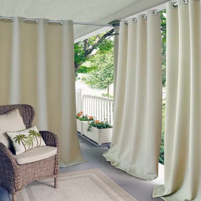 Threadmade Connor Solid Indoor/outdoor Window Curtain In Neutral