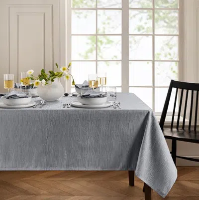 Threadmade Continental Solid Texture Water Resistant Tablecloth In Blue