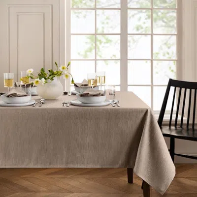 Threadmade Continental Solid Texture Water Resistant Tablecloth In Brown