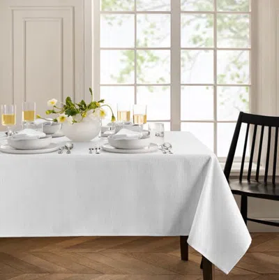 Threadmade Continental Solid Texture Water Resistant Tablecloth In White