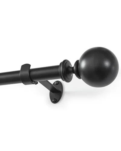 Threadmade Cordelia Single Curtain Rod With Globe Ball Finial In Black