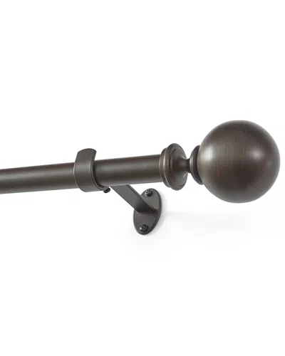 Threadmade Cordelia Single Curtain Rod With Globe Ball Finial In Brown